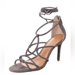 Halston Heritage Gray Suede Strappy Lace-Up High Heel Sandals